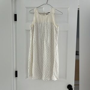 White House Black Market: off white/ silver cocktail dress. GUC